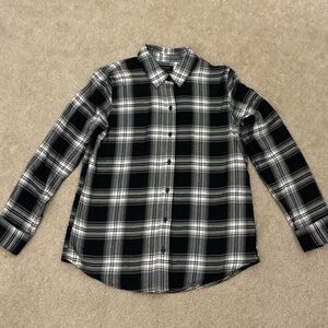 Banana Republic Plaid Black & White Boyfriend Fit Button-Down Shirt - Size S